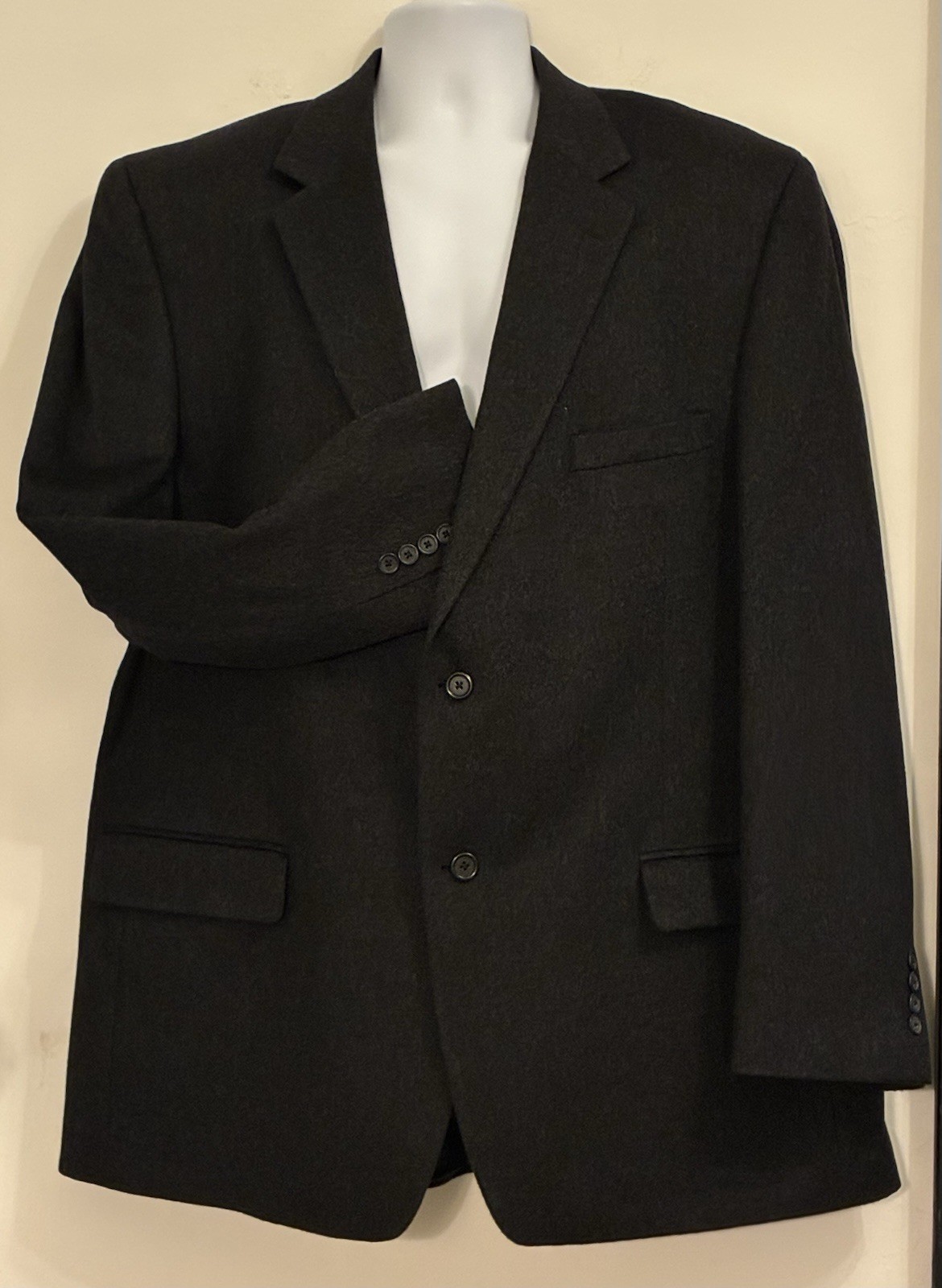 Tasso Elba 100% Cashmere Sport Coat Mens 48 Long Charcoal Gray Blazer Macy’s