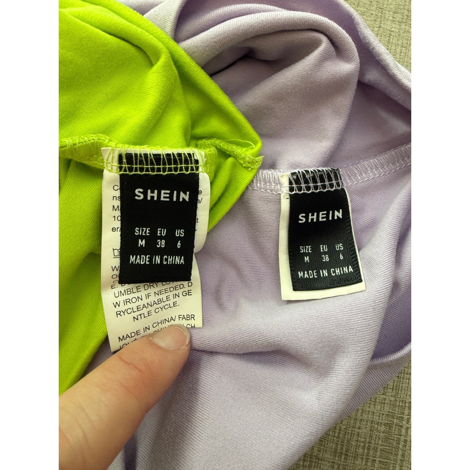 SHEIN Womens 2 Pack Cami Crop Tops Neon Green Lavender Purple Size M