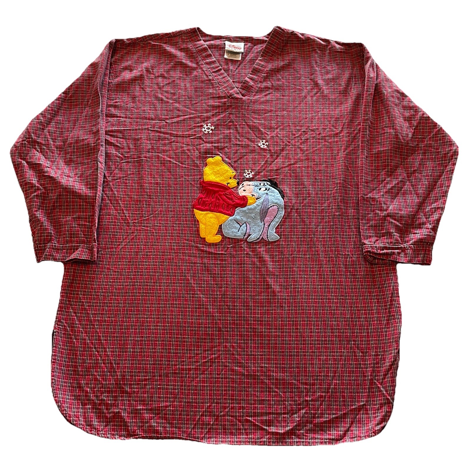 Vintage Winnie The Pooh Night T-Shirt Womens Medium Disney Eeyore Snowflakes 90s