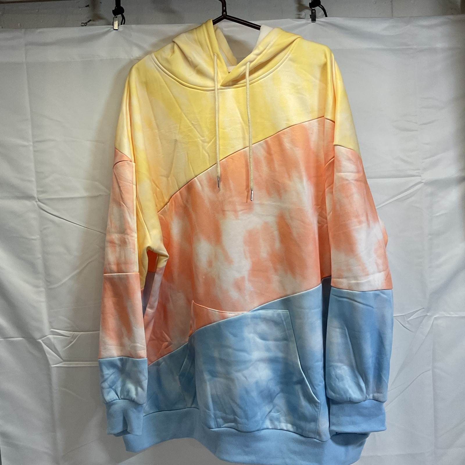 Color Block Women’s Plus Size Oversized Long Sleeved Hoodie 5X Sky Blue NWOT