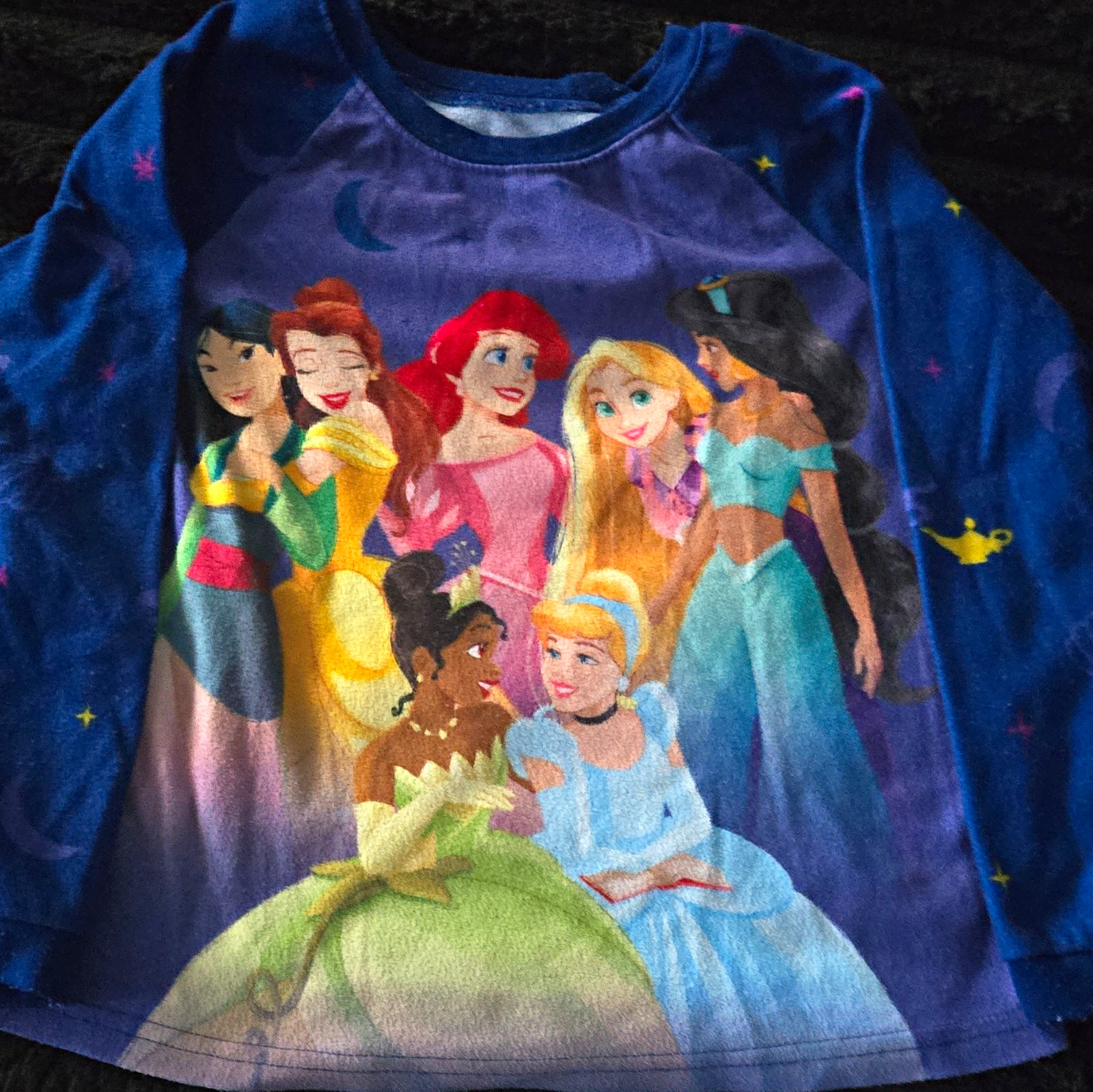 Girls Disney Princess Fleece 2-Piece Pajama Set Blue S (6-6X) Flame Resistant