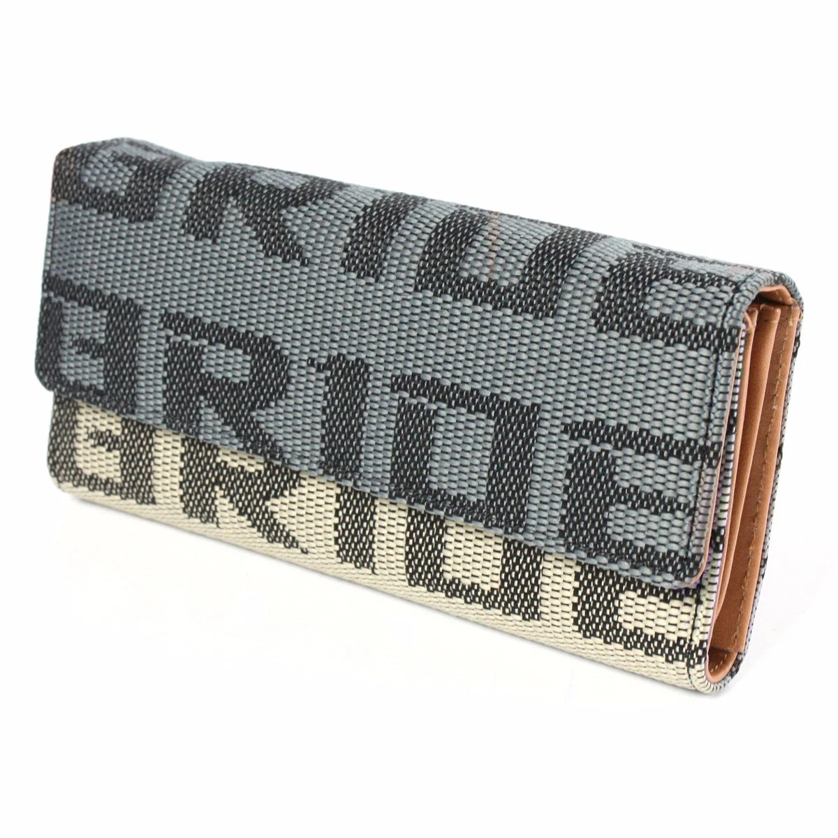 JDM Bride Racing Trifold Wallet for Women Black Gray Gradation Fabric Tan Leathe