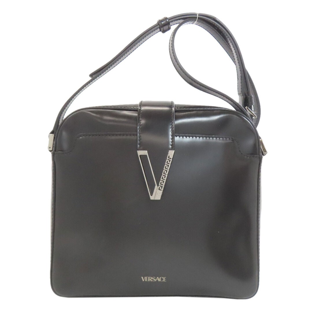 Versace Logo Shoulder Bag Leather Size: W:8.5 × H:8.7 in.