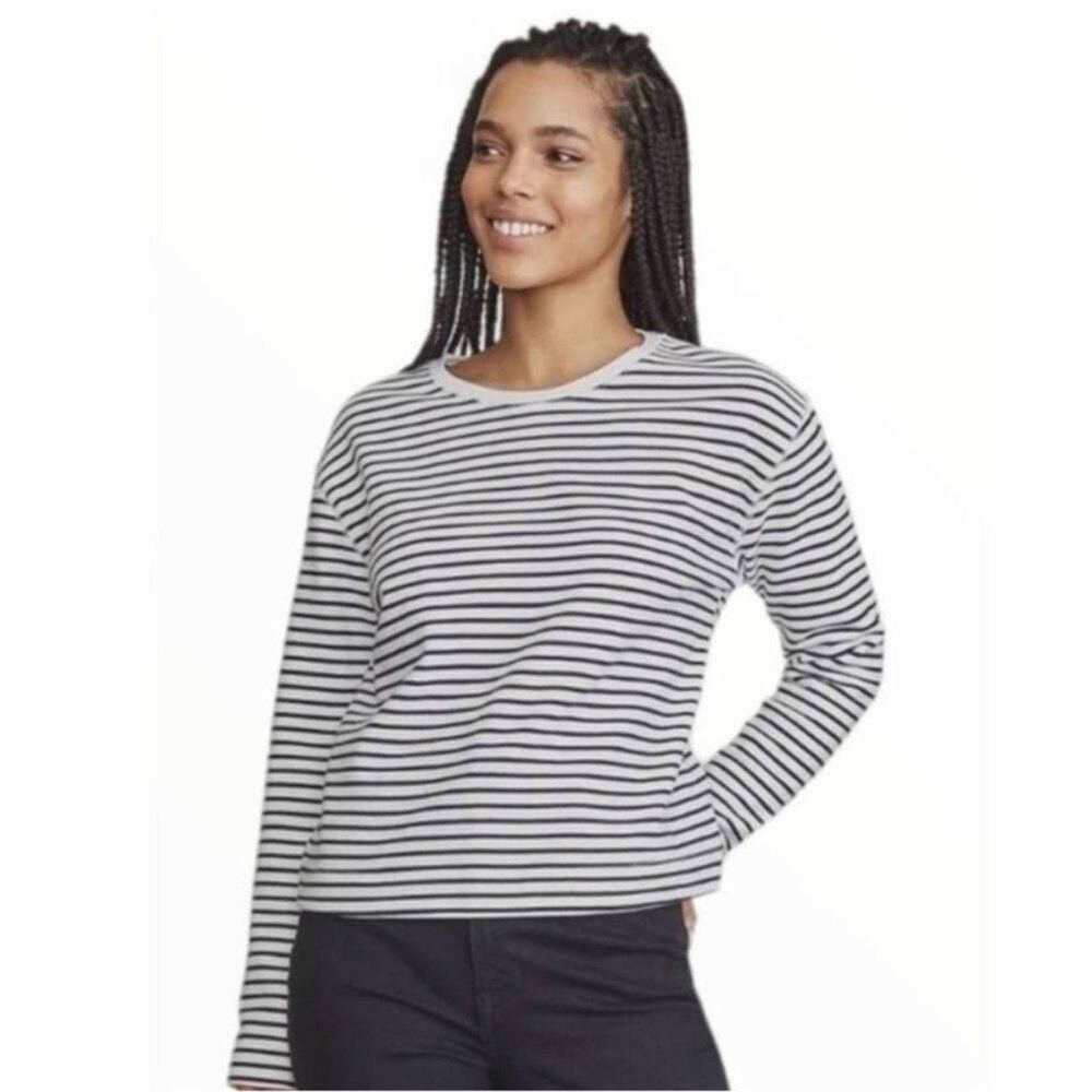 Elizabeth and James Striped Cotton Crewneck Sweater Large