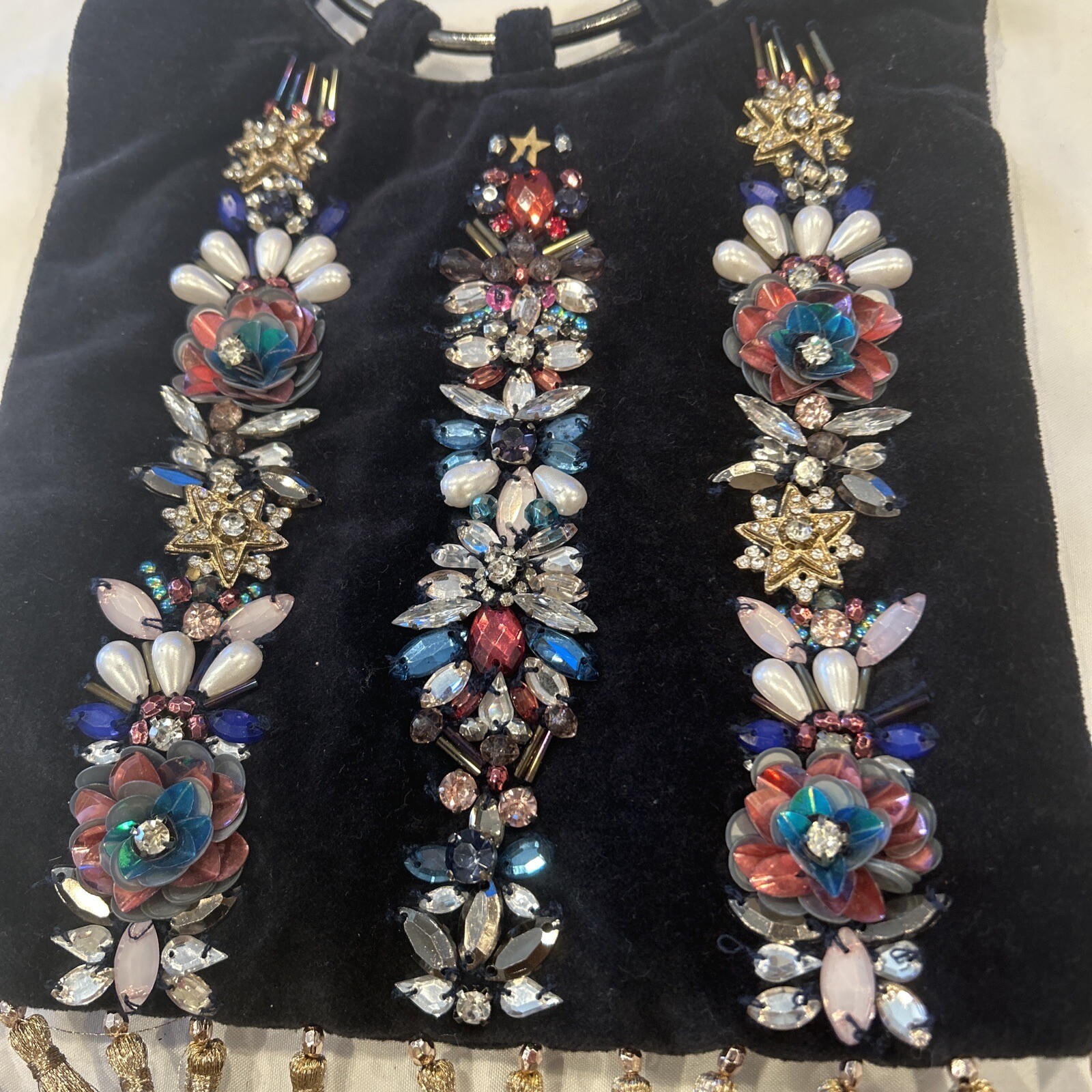 Accessorize Izabella Embellished Ring Handle Velvet Pouch Handbag Boho Bag Purse