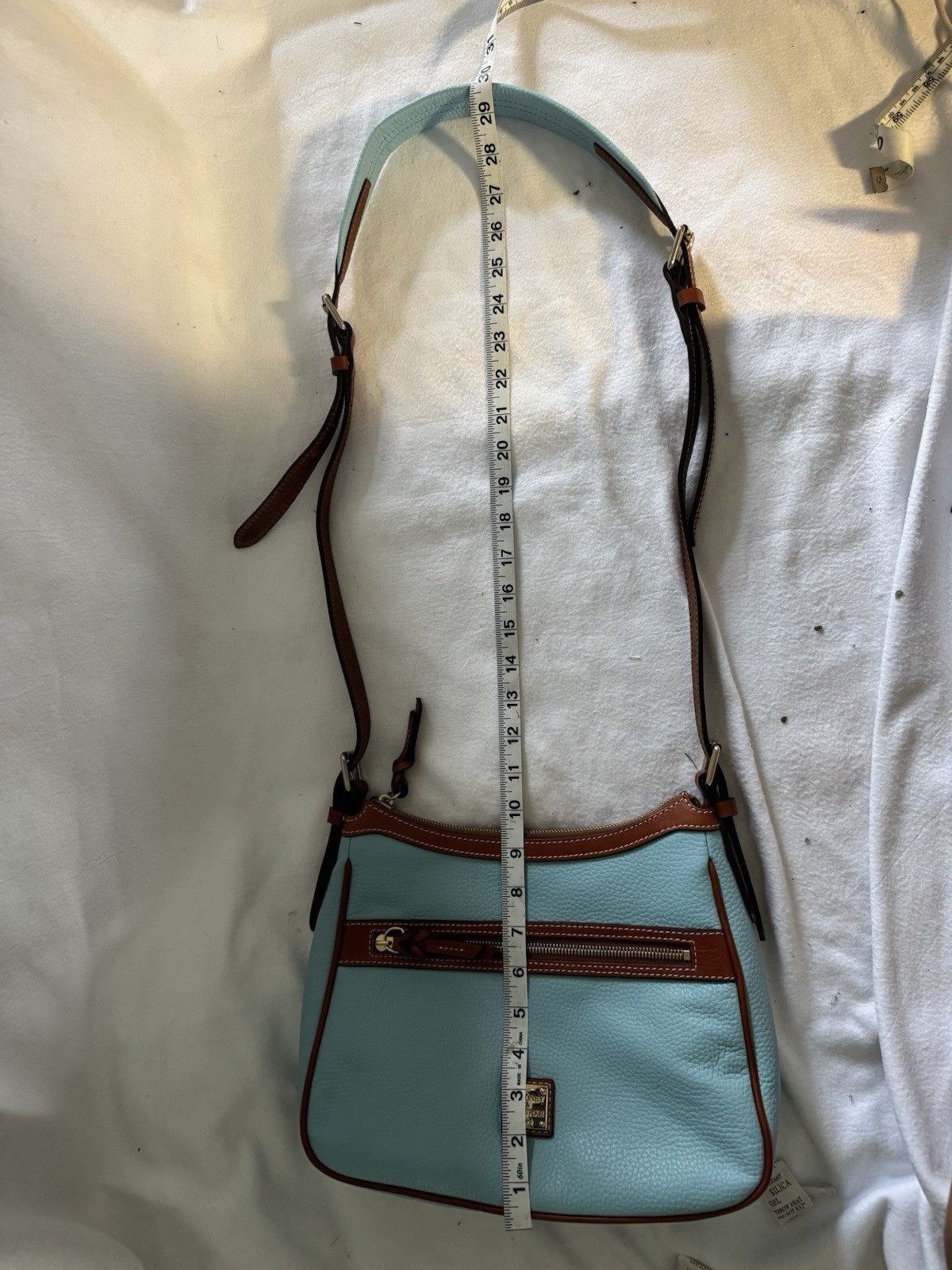 Dooney And Bourke Pebble Grain Piper, Sky Blue, Medium, New Without Tags