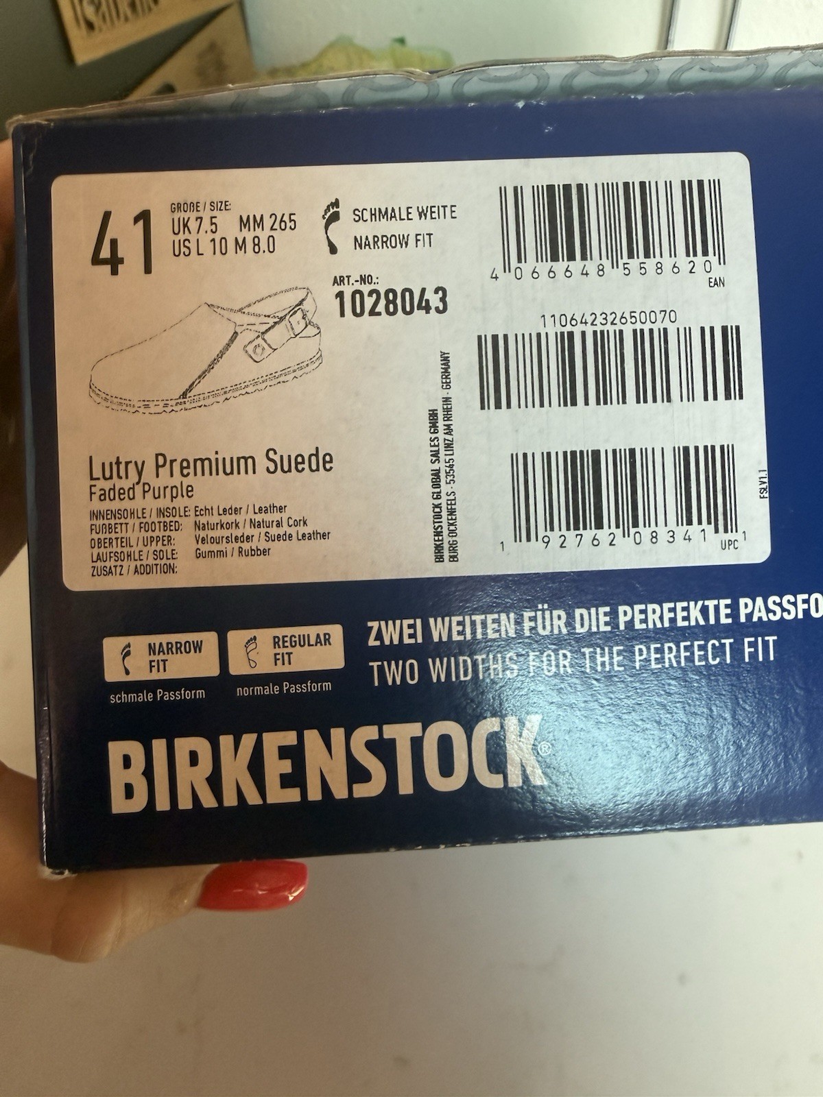 Birkenstock Lutry Premium Suede Faded Purple Size 41