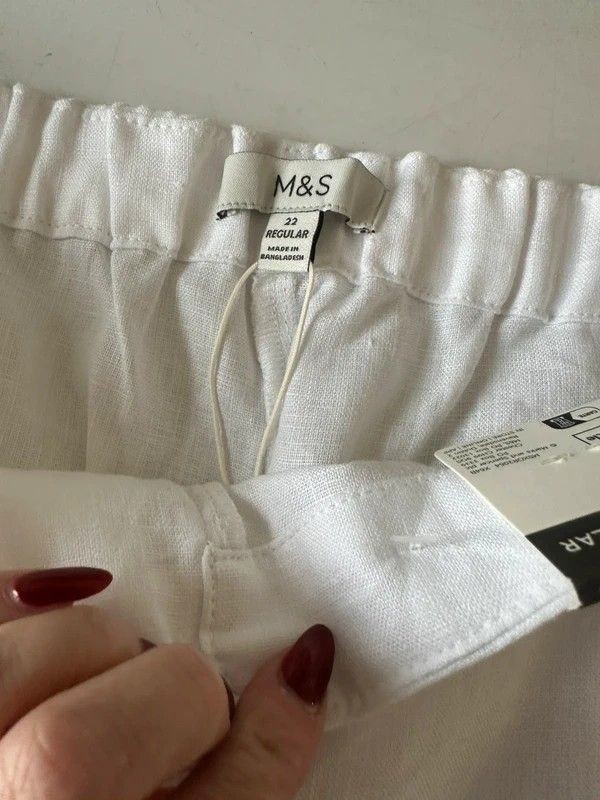 22 marks and Spencer new wide leg crop linen trousers cargo pockets