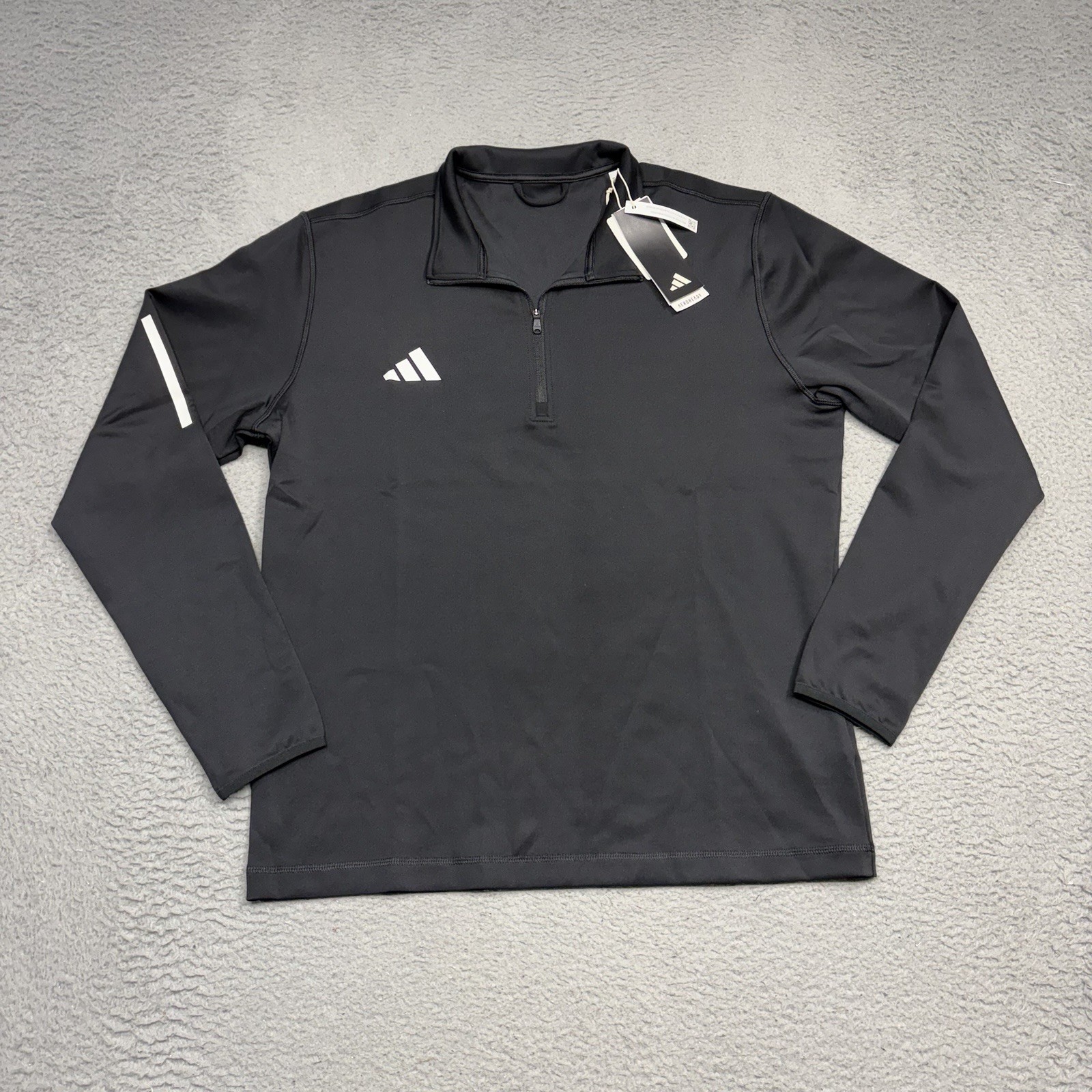 Adidas 1/2 Zip Golf Pullover Jacket Men’s Large Black White Long Sleeve HY7894