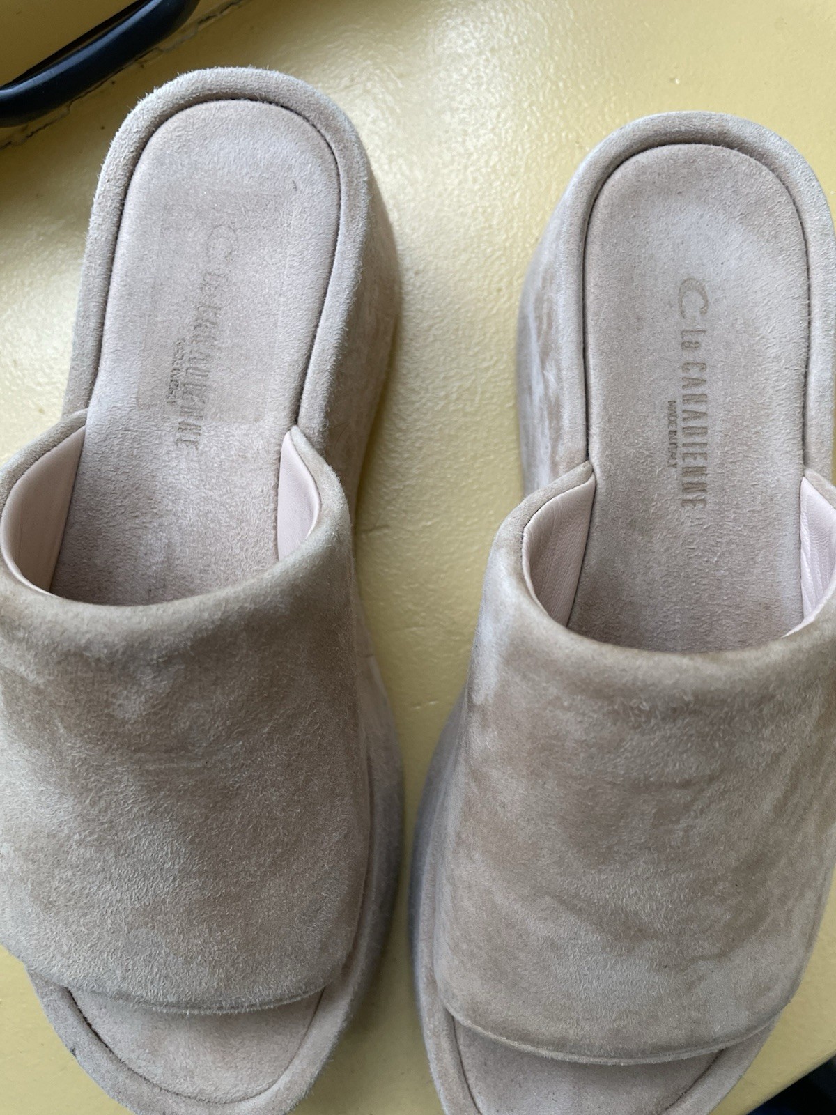 LA CANADIENNE Kyrie Platform Suede Sandals in Sand EU 37 / US 7 Made in Italy