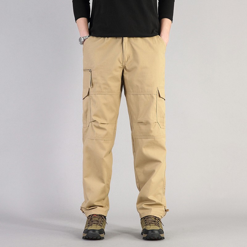US Mens Cargo Pants Cotton Work Pants Elastic Waist Tactical Outdoor Combat XL