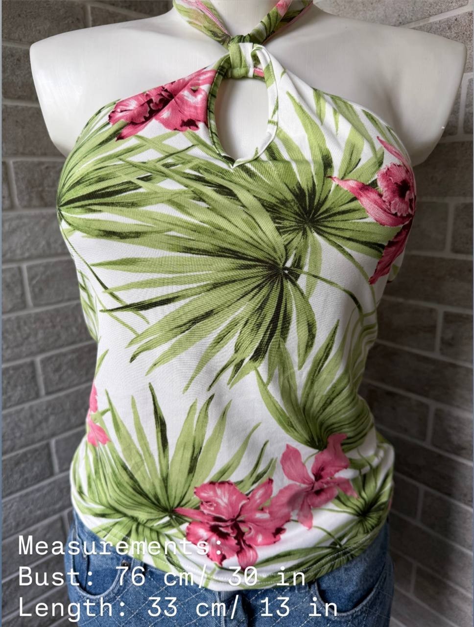 Morgan De Toi Tropical Halter Top Y2K Floral Tank Top Hawaiian Print Top 00s