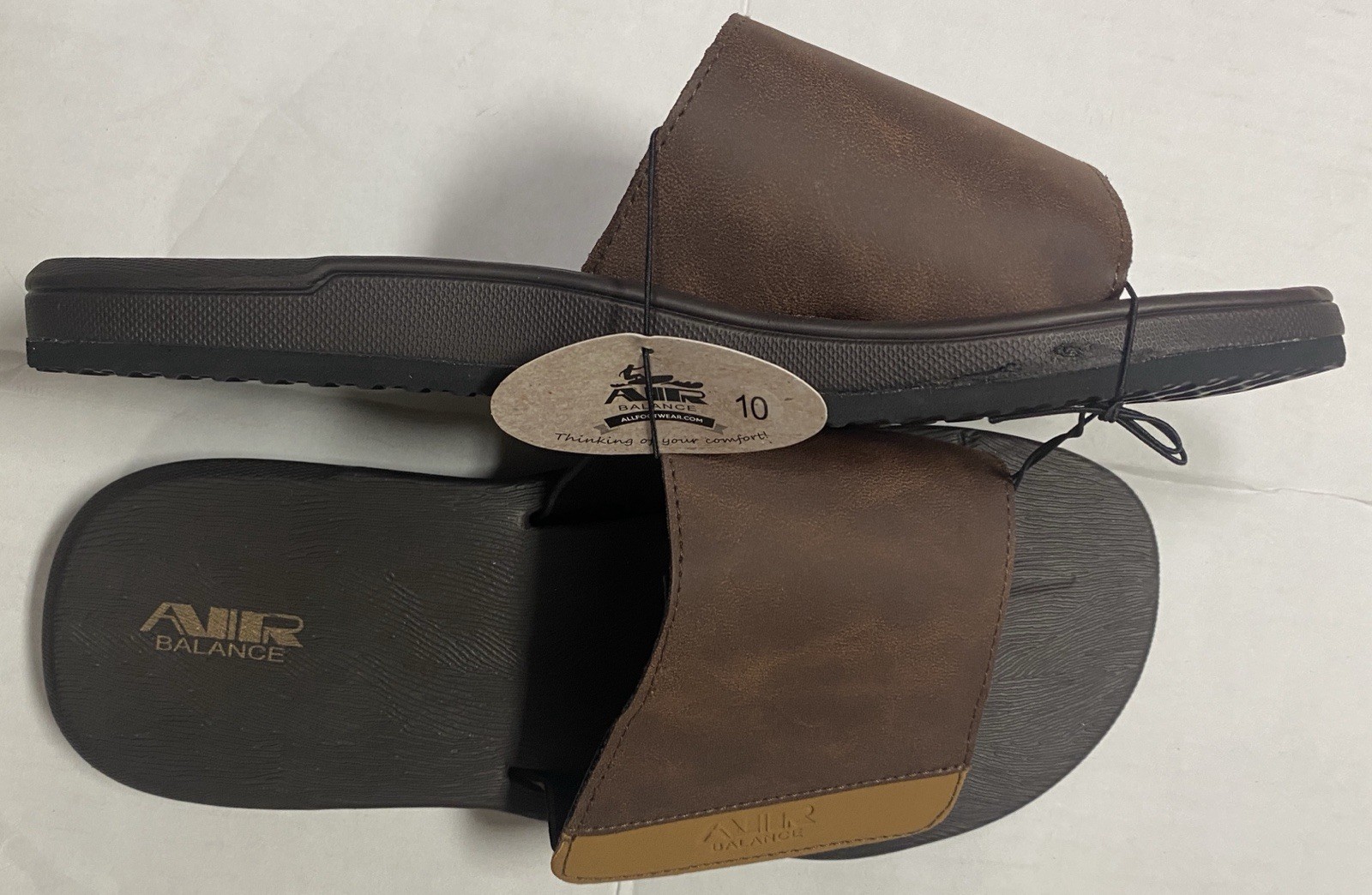 Air Balance Flip Flops Adjustable Brown Slide Sandals Men’s Size 8 9 10 11 12 13