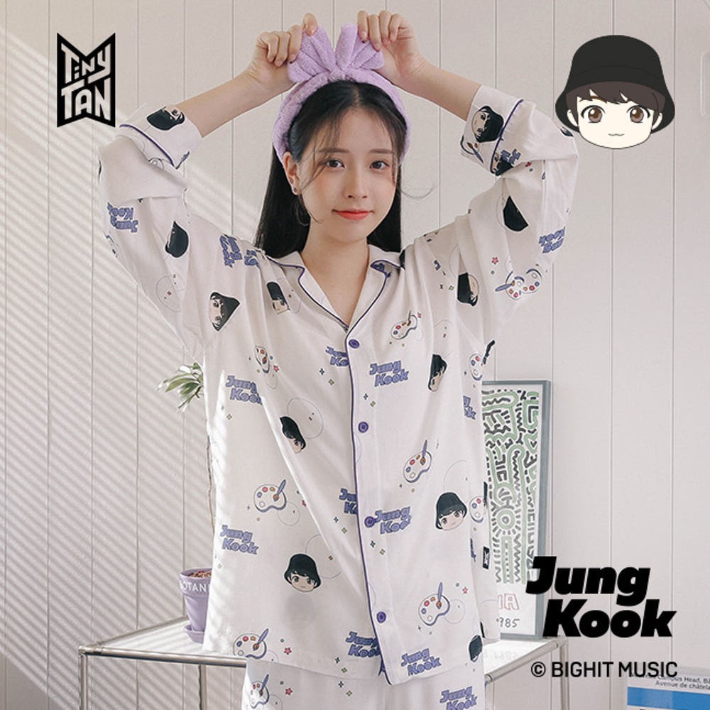 New Official BTS TINYTAN Big Face JK Jung Kook Pajama Set – Size 2