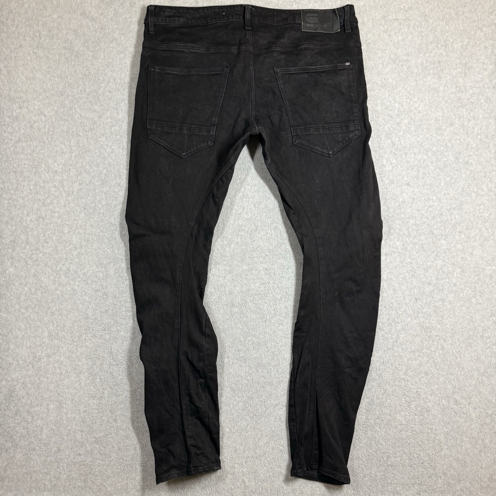 G-Star Raw 3D Arc Slim Jeans Mens 38×34 Black Stretch Denim Twisted Leg Stacked