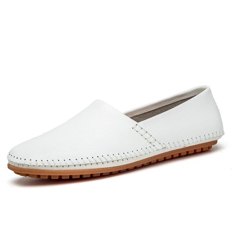 Genuine Leather Men Casual Shoes Lightweight Loafers Slip on Flats Driving Shoes