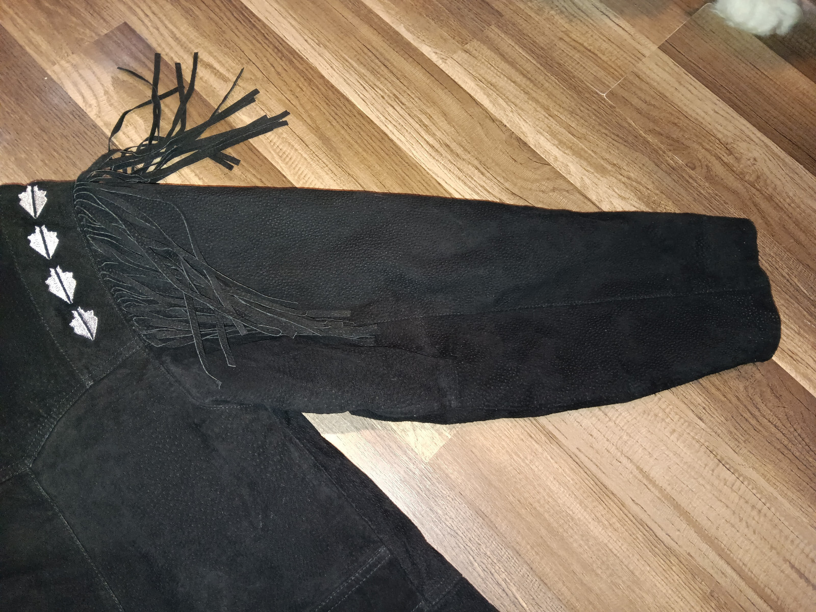 High Noon black Leather Suede Fringe Mens Western style Medium size jacket