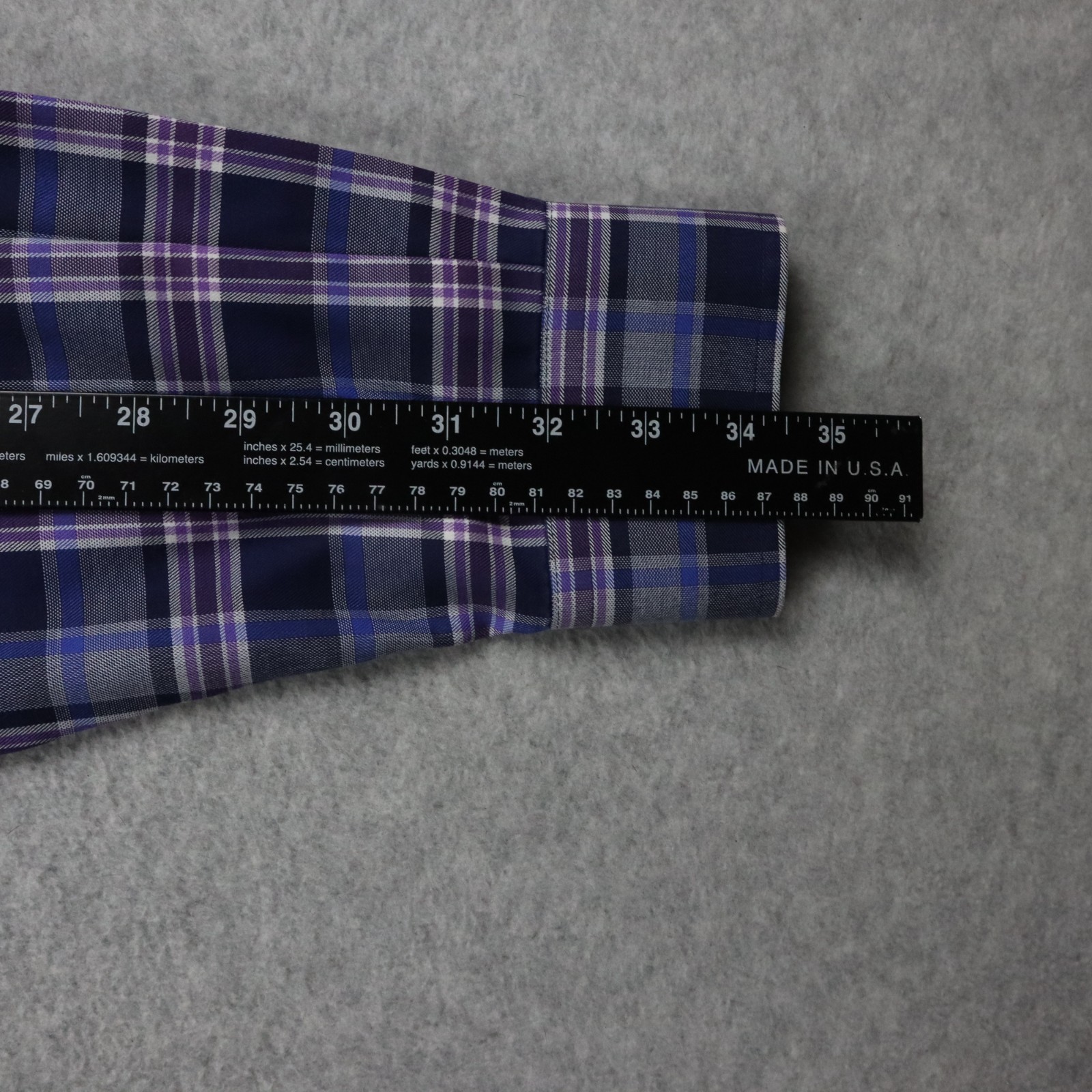 Hathaway Shirt Mens Large Non-Iron Pocket Button Down Purple Plaid Long Sleeve