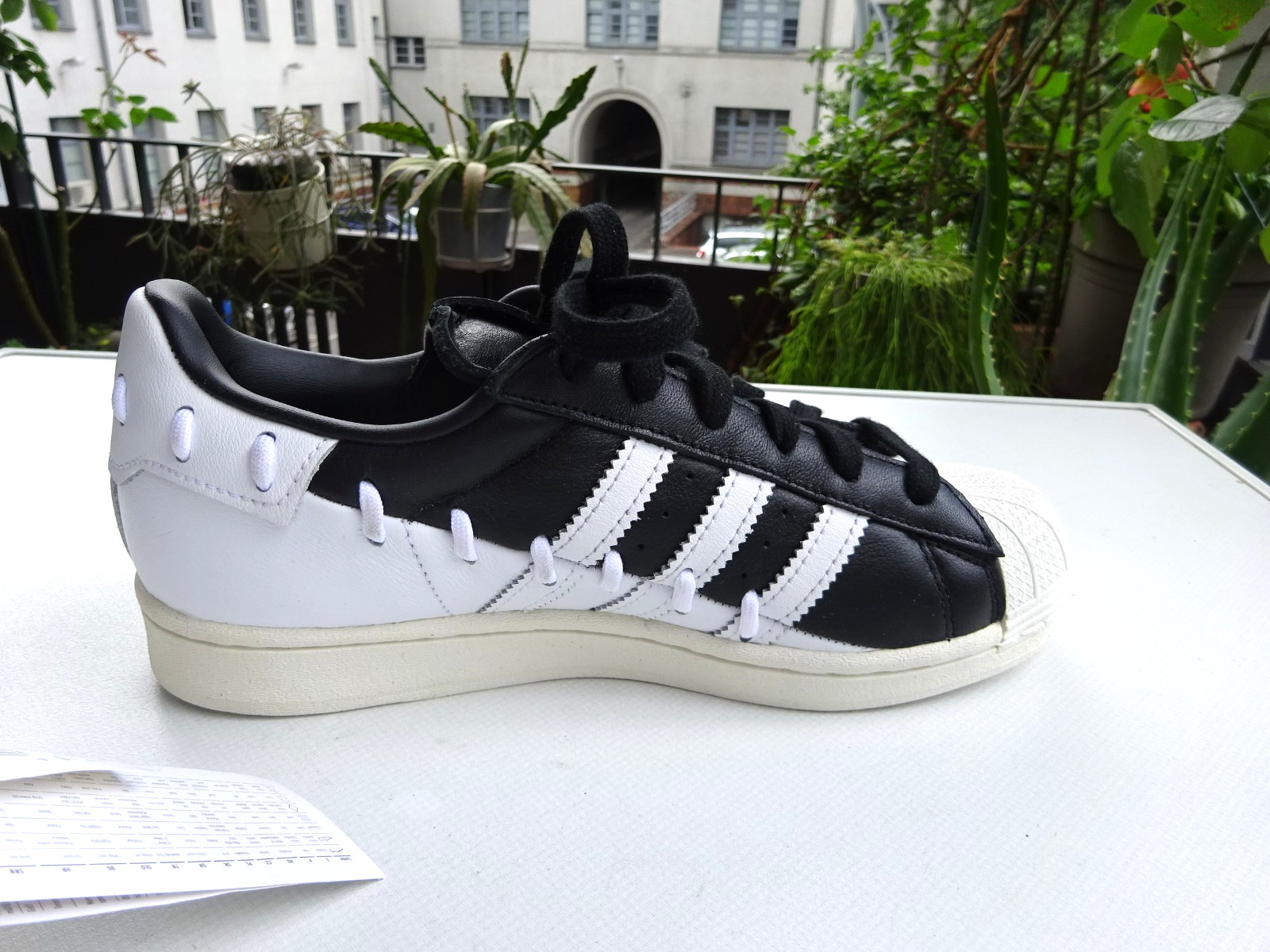 Adidas GX3419 stitched black white superstar trainers leather size 37 1/3 (UK4.5) new