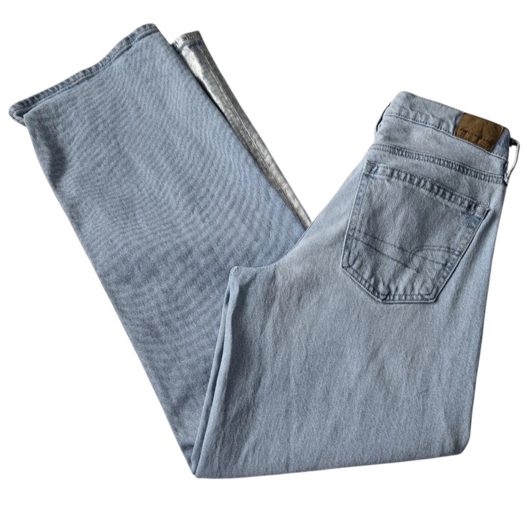 American Eagle Stovepipe Jeans Womens 4 Long High Rise Metallic Side Stripe