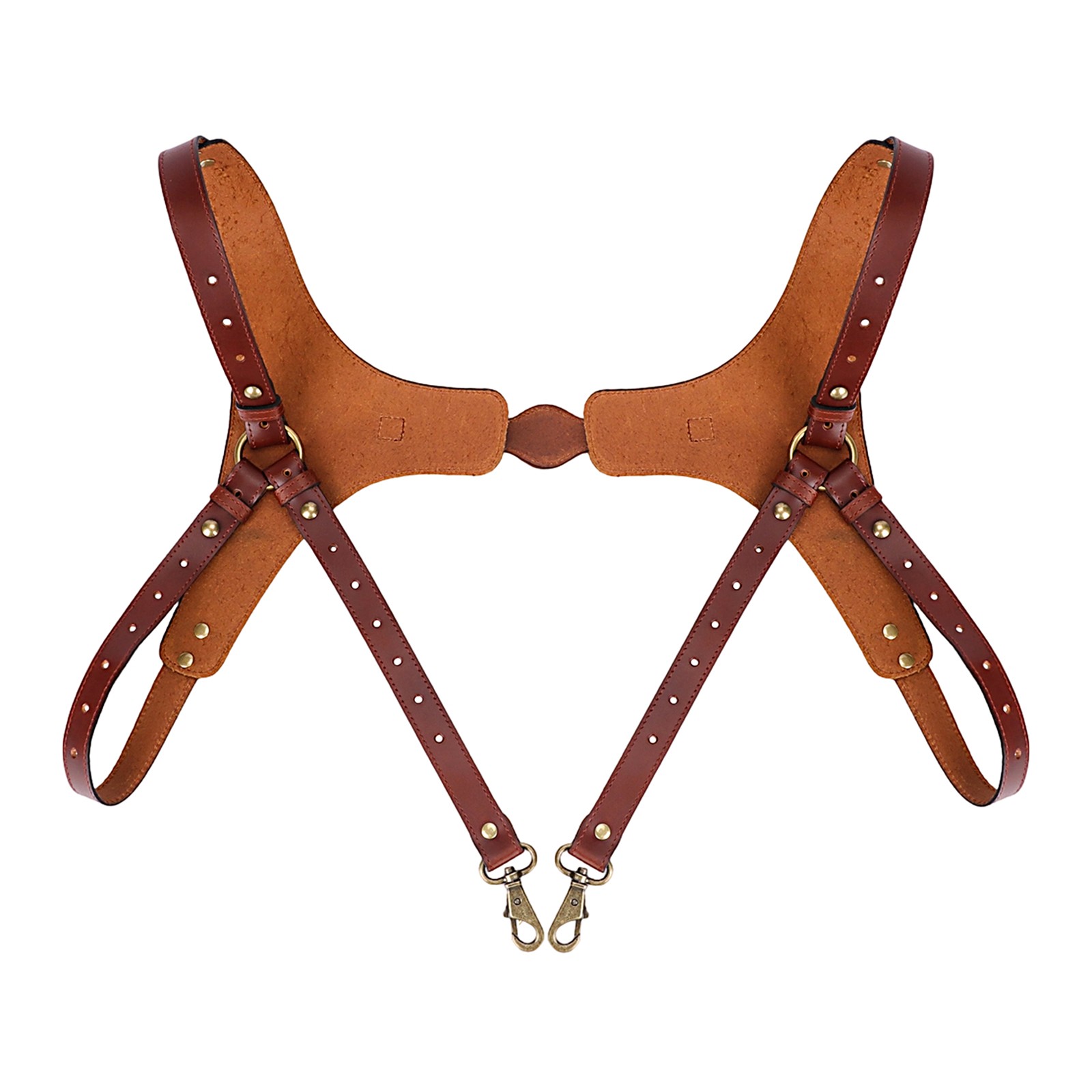 Tourbon Leather Men’s Suspenders Harness Punk Chest Vintage Hooks Pants Braces
