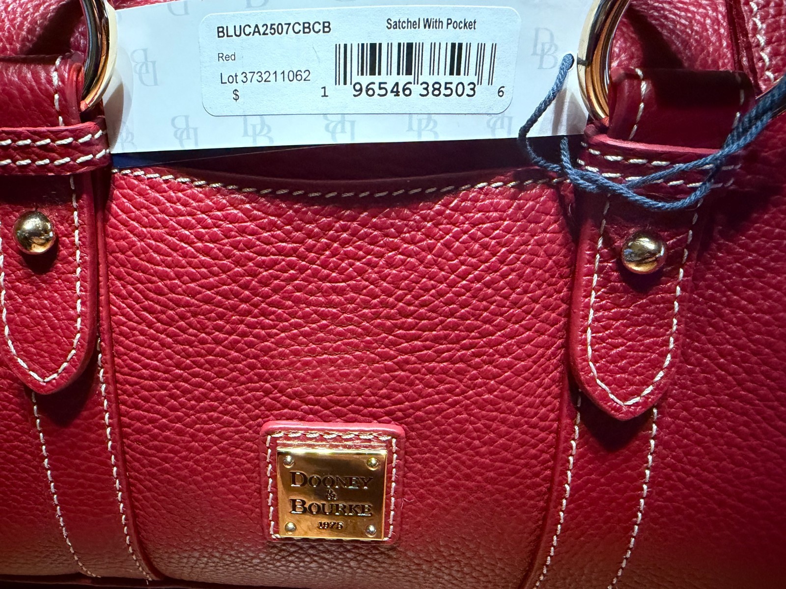 Dooney & Bourke Lucca Pebble Grain Leather Satchel with Pocket | Red | With Tags