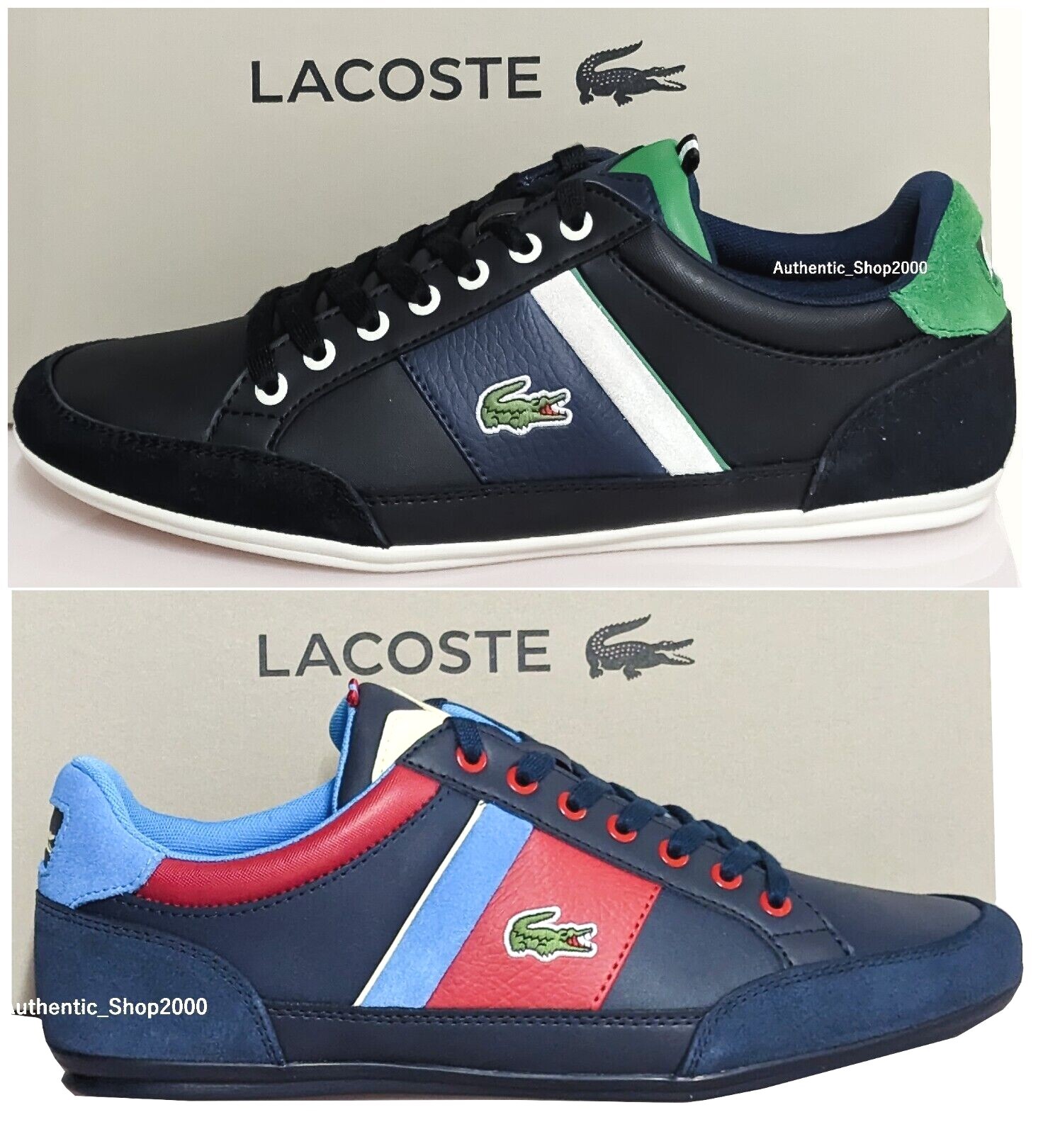 LACOSTE Chaymon 222 1 Men’s Casual Leather Fashion Shoes Sneakers Black Navy