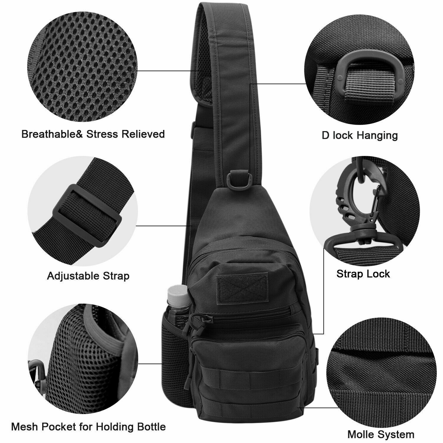 Men Outdoor Tactical Backpack Shoulder Sling Bag Chest Pack Sport Travel Hiking