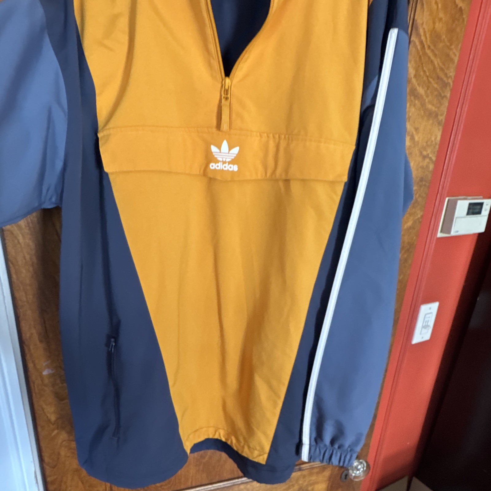 adidas Originals vintage Men’s Half-Zip Jacket L Yellow/Blue striped Colorblock