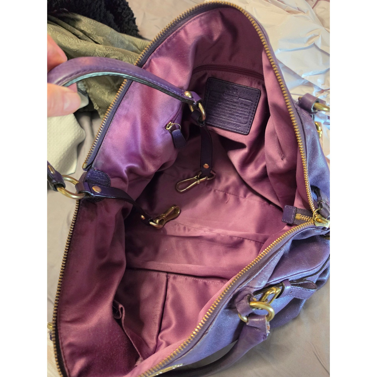 Coach Madison Sophia Purple Leather Satchel Shoulder Bag Gold Hardware 18609
