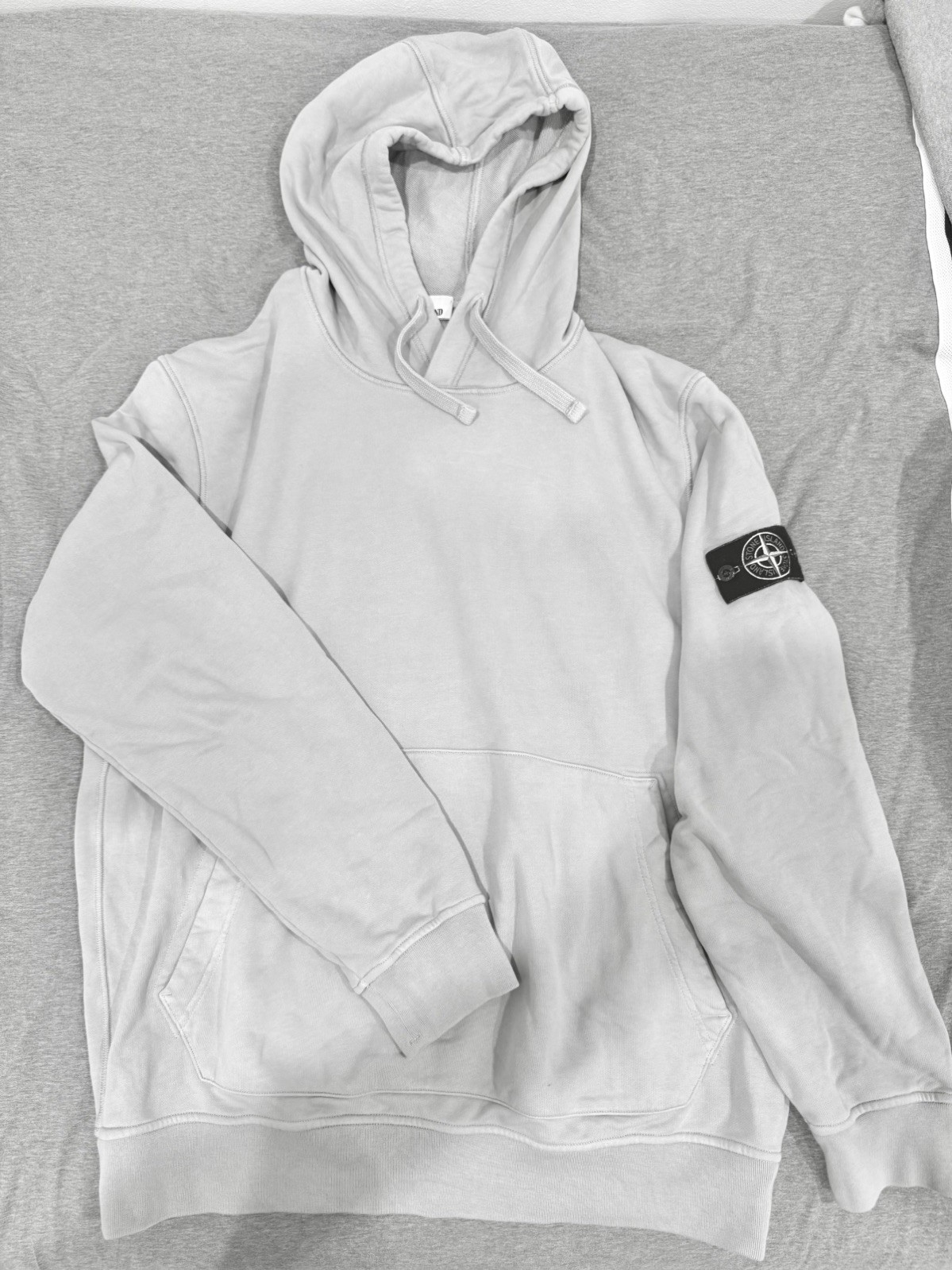 Stone Island Logo Patch Jersey Cotton Hoodie Anthracite Grey