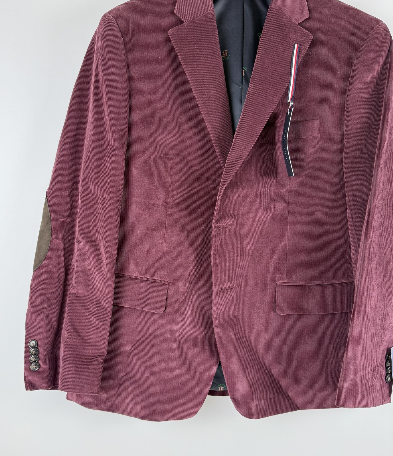 Tommy Hilfiger Men’s Modern-Fit Corduroy Elbow Patch Sport Coat – Burgundy-40S