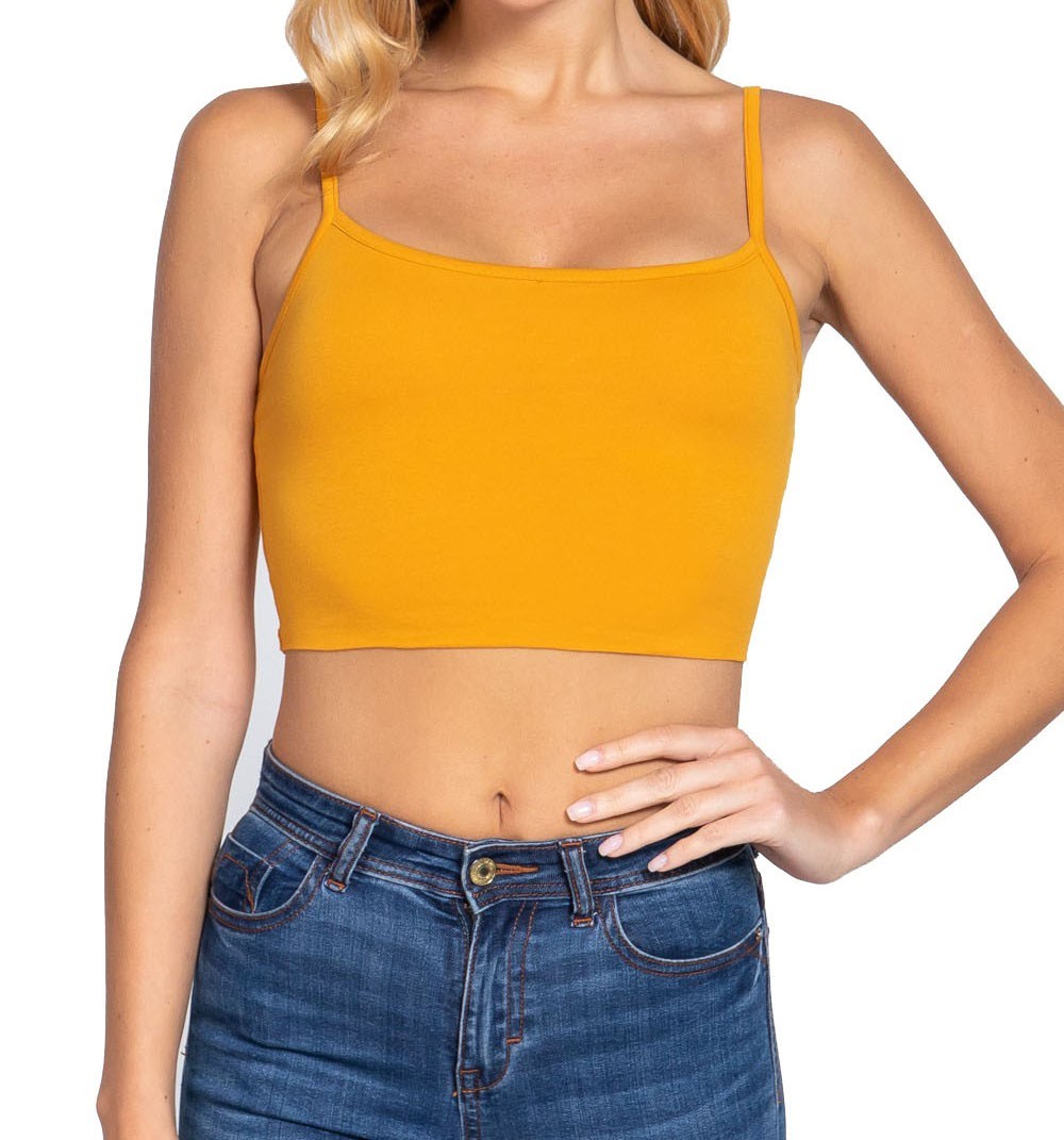 (Active Basic) 2 Ply Cami Crop Top Cotton/Spandex | Soft Stretch Jersey Tank