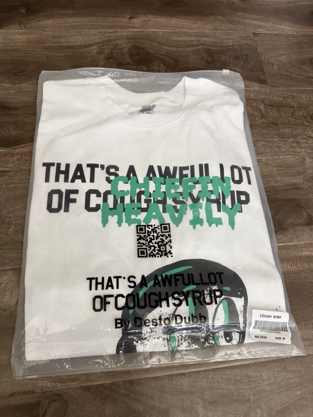 Men’s White Cotton Knit Graphic Quote Tee Chillin Meatly Crew Neck Size M (REAL)