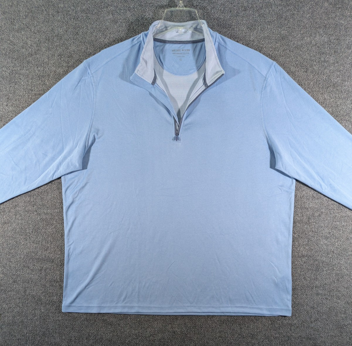 Michel Rouen Performance Pullover 1/4 Zip Golf Light Blue Mens 3XL Lightweight
