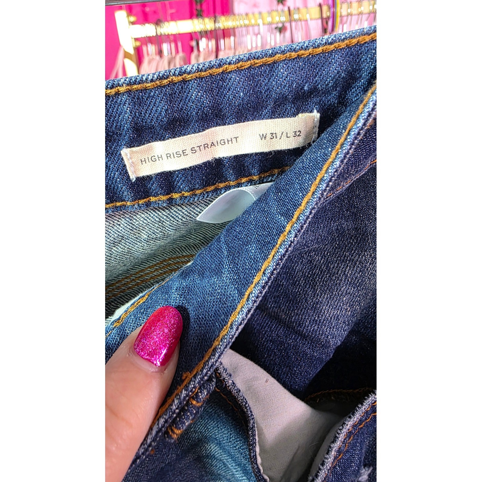 Cleo & Wolf Mens Distressed Carpenter Jeans High Rise Straight Leg Blue 31×32