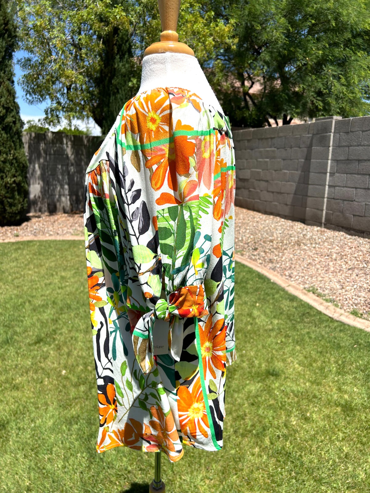 Karen Kane Mango Tango Square Neck Peasant Tunic Top Plus Sz 2X $148 Floral NWT