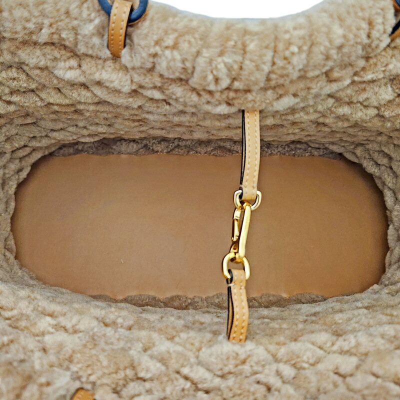 LOEWE Basket Tote Bag Anagram Beige Camel 16.9 x 10.6 inch Unused Authentic