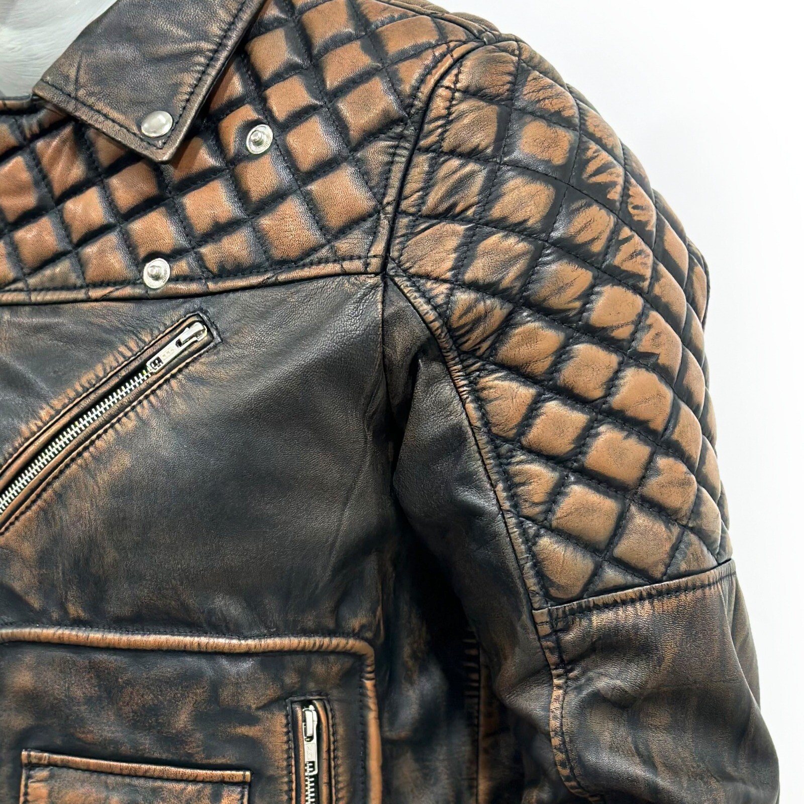 Mens Brown Leather Distressed Brown Jacket Classic Biker Jacket For Men