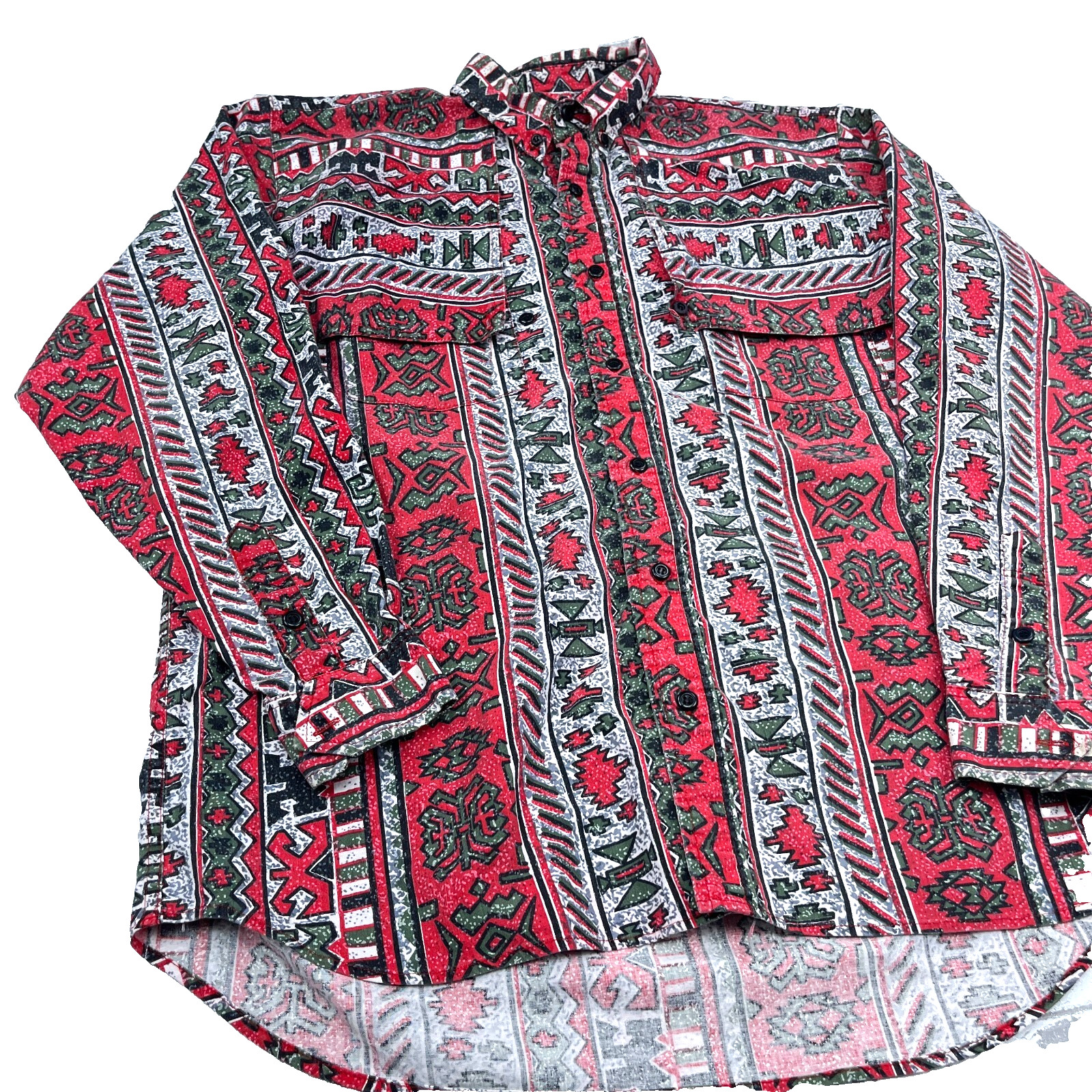 Vintage Saddlebrook Western Shirt Men Medium Red Button Up Cowboy Southwestern