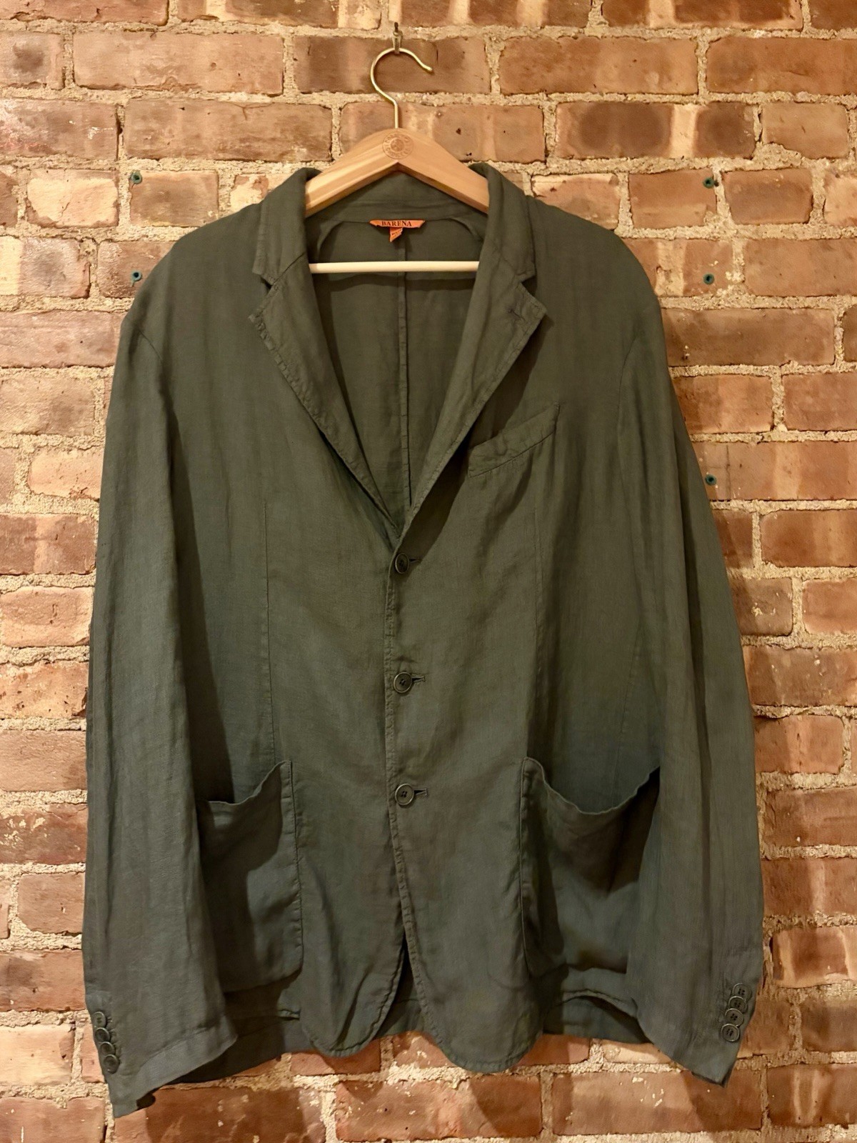 Barena Venezia Men’s Casual Summer Blazer Grey 100% Linen 56 EU (46R US) Italian