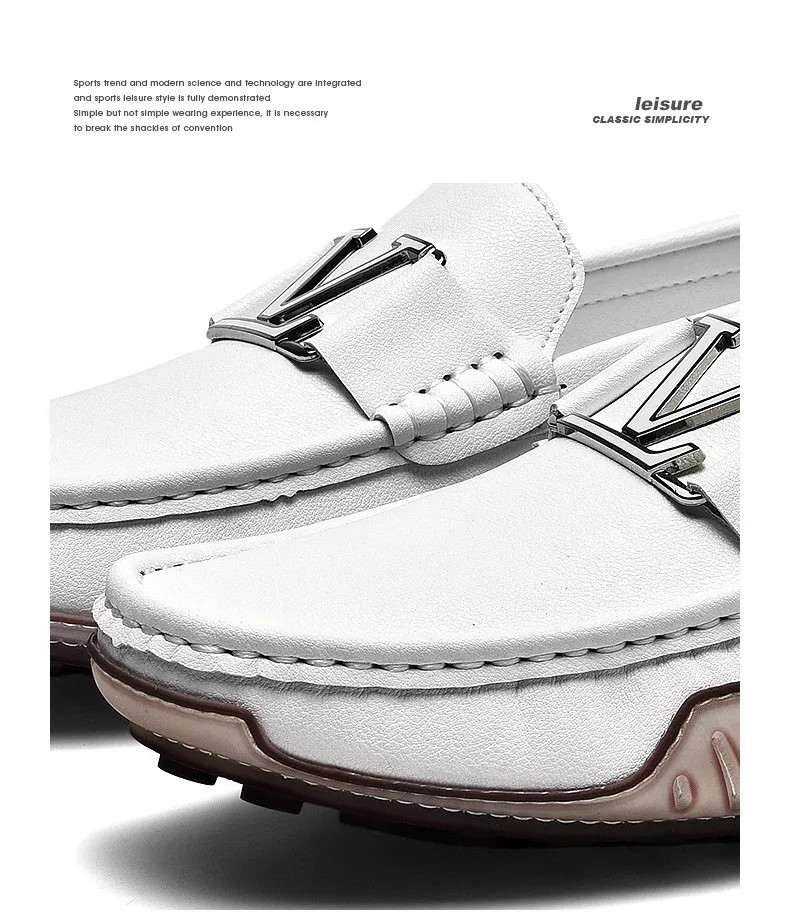 Mens Casual Leather Shoes Cowhide Loafers Genuine Leather Flats Driving Sneakers
