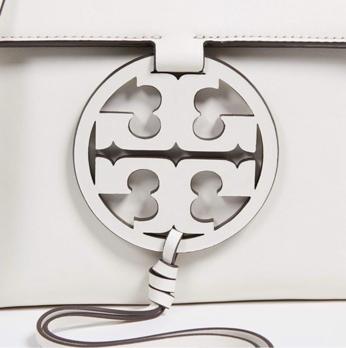 Tory Burch Miller Logo Leather Flap Crossbody Birch White Brushed Gold 398$