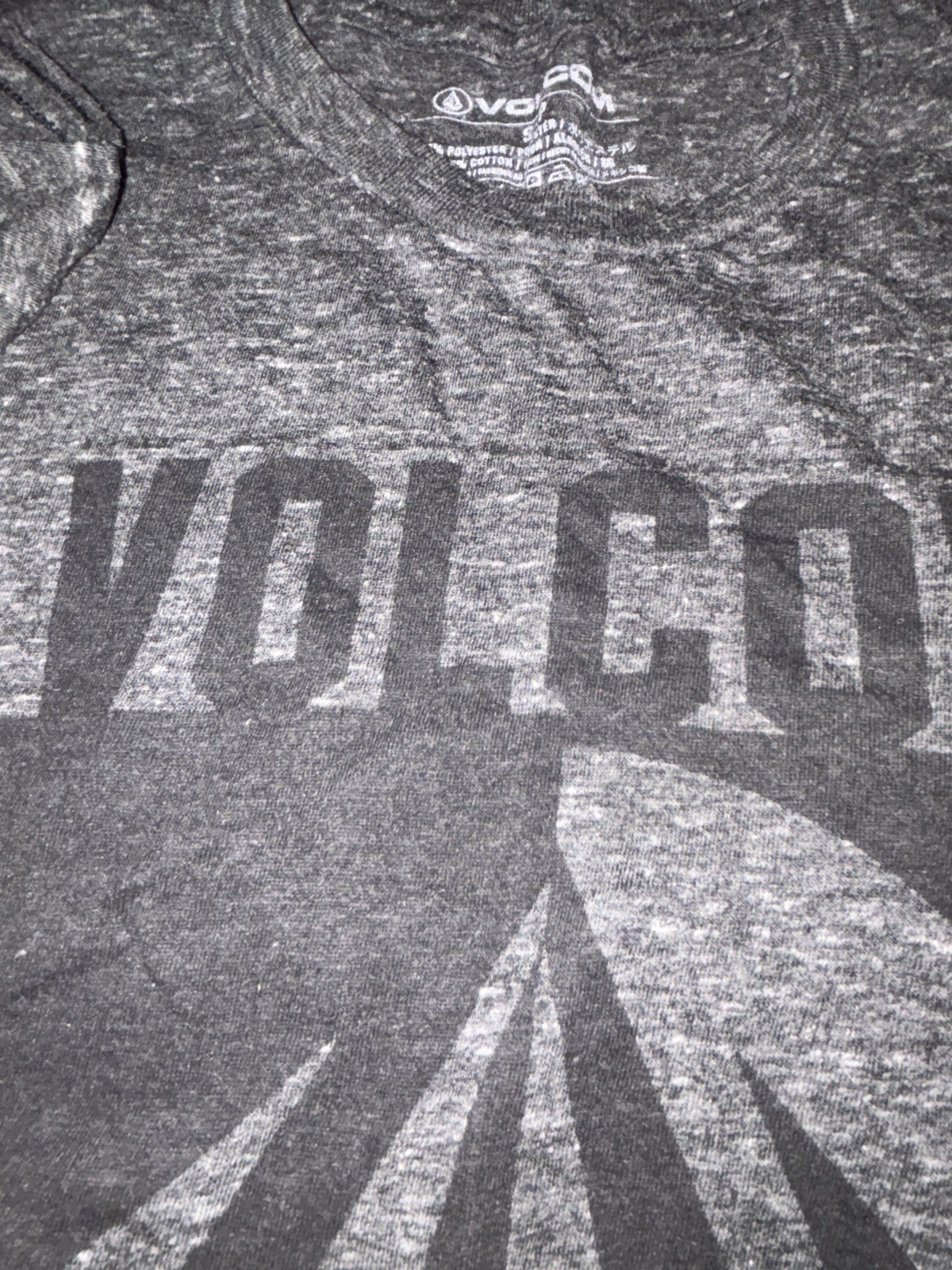 volcom graphic t-shirt gray heather stone logo short sleeve size small s/p