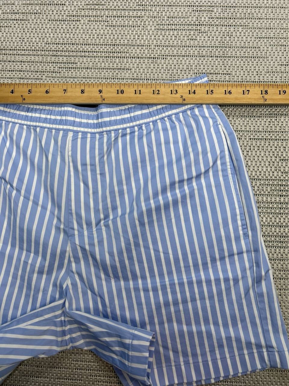 Todd Snyder 5 Inseam Striped Poplin Shorts Mens Small Blue Cotton Stretch New