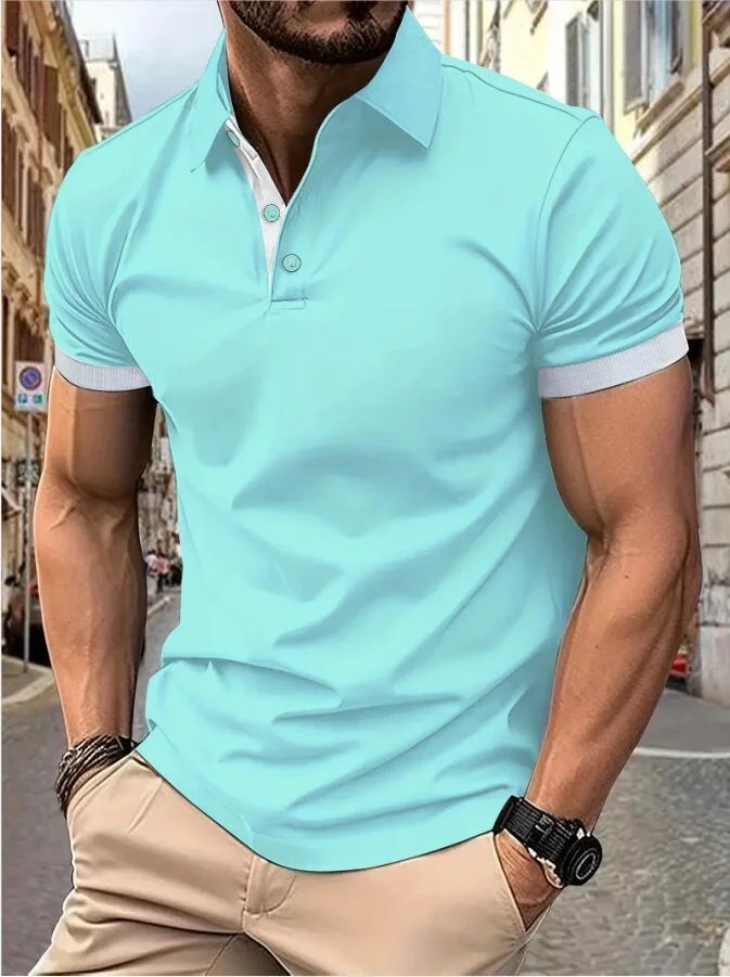 Men’s Trendy Short Sleeve Polo Shirt Casual T-shirt Tee Summer Fashion Gym Gift