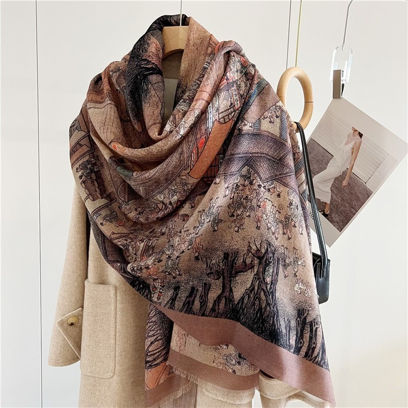 Pure 200s Cashmere Scarf Wrap Shawl Oriental Thin Soft Delicate 78″*39″ Brown