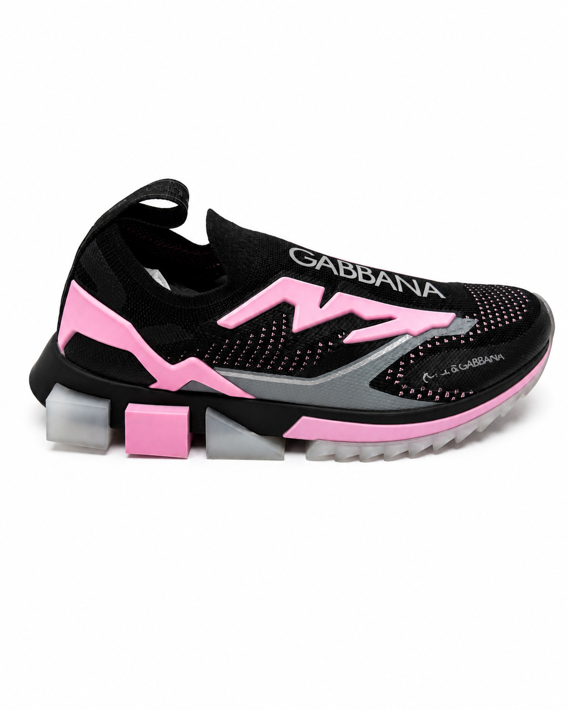 DOLCE & GABBANA NEW NS1 KNIT TOP $534 SLIP-ON SNEAKERS BLACK & PINK SZ : 38