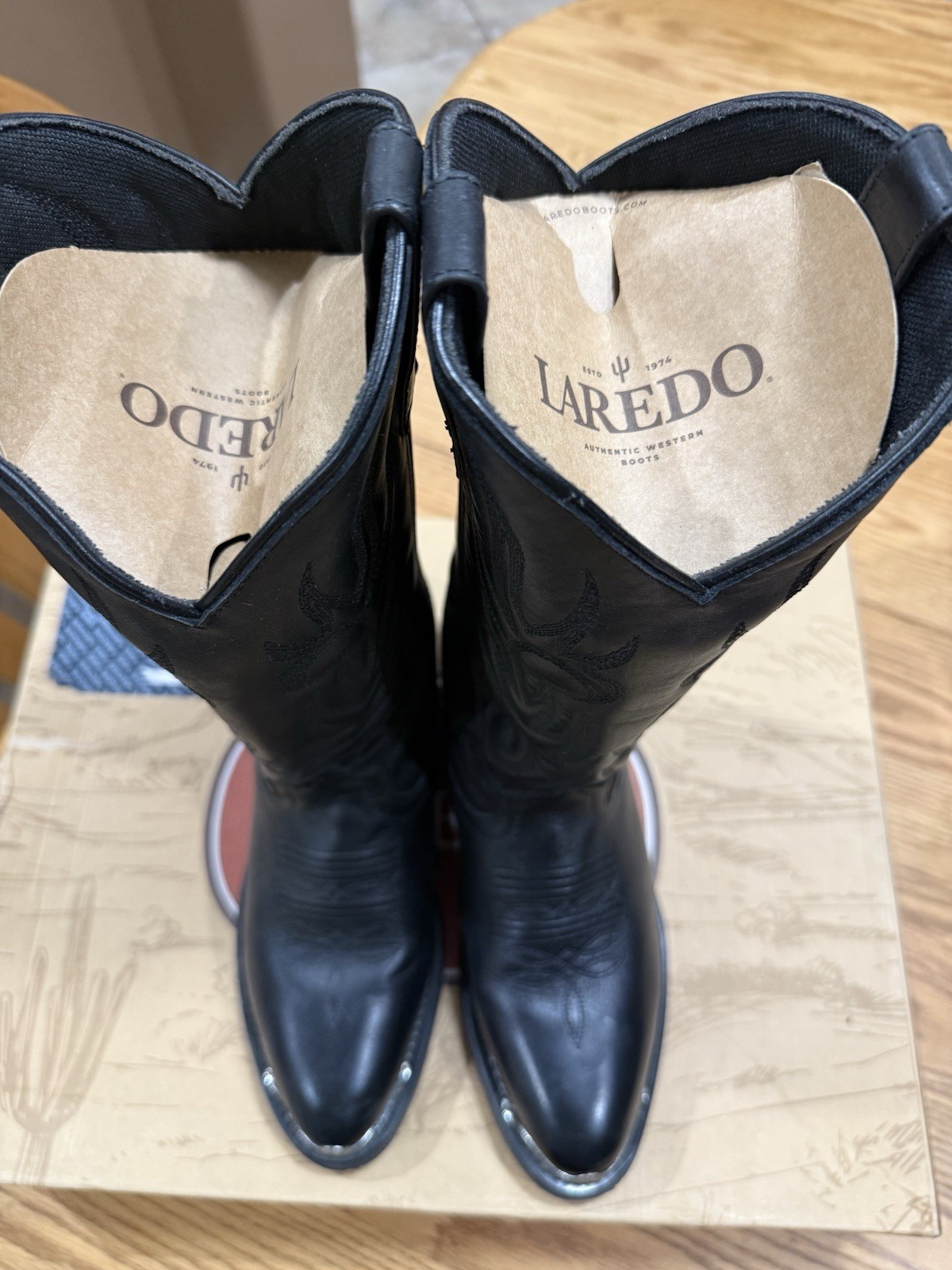 Men’s Laredo 13” McComb Western Boots 12621 Black Leather Round Toe Size 8D USA
