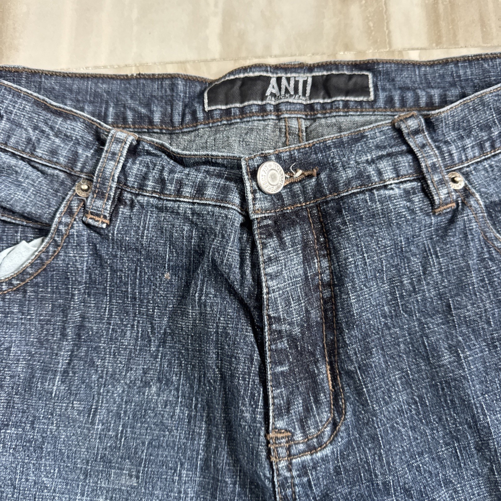 Vintage Buckle Up Side Split Leg Anti Flare Y2K Dark Wash Jeans Sz 11